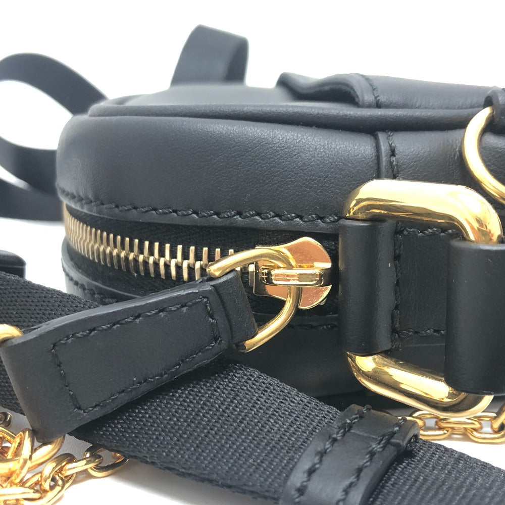 FENDI Shoulder Bag 7VA456 leather black Calligraphy studs
