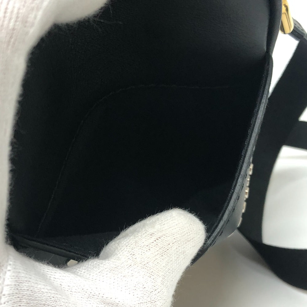 FENDI Shoulder Bag 7VA456 leather black Calligraphy studs
