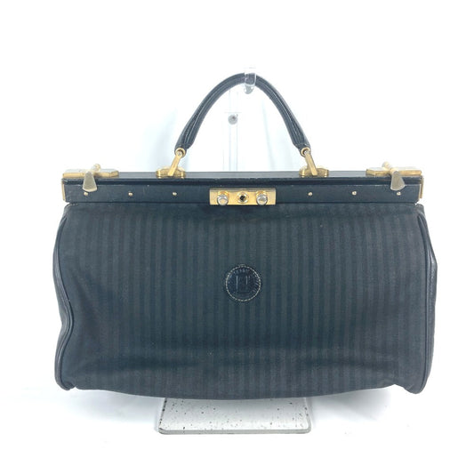 FENDI Handbag Leather / PVC black vintage Doctor Bag Pecan Women Used Authentic
