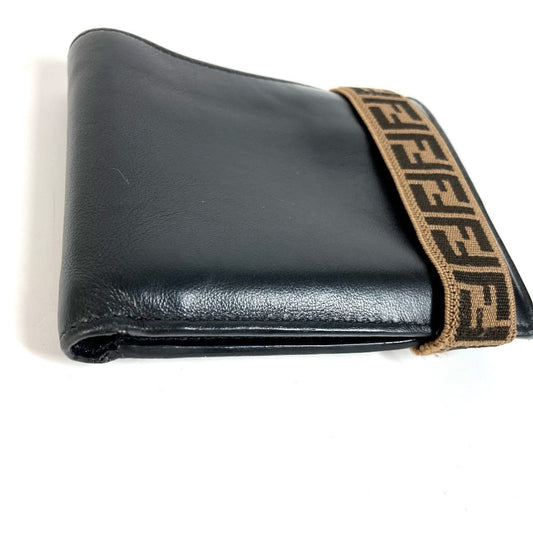 FENDI Folded wallet 7M0266 leather black Zucca rubber belt logo unisex(Unisex) Used Authentic