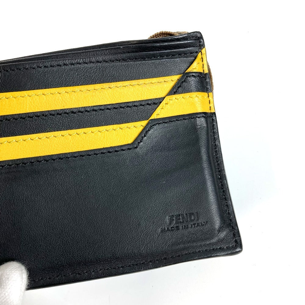 FENDI Folded wallet 7M0266 leather black Zucca rubber belt logo unisex(Unisex) Used Authentic