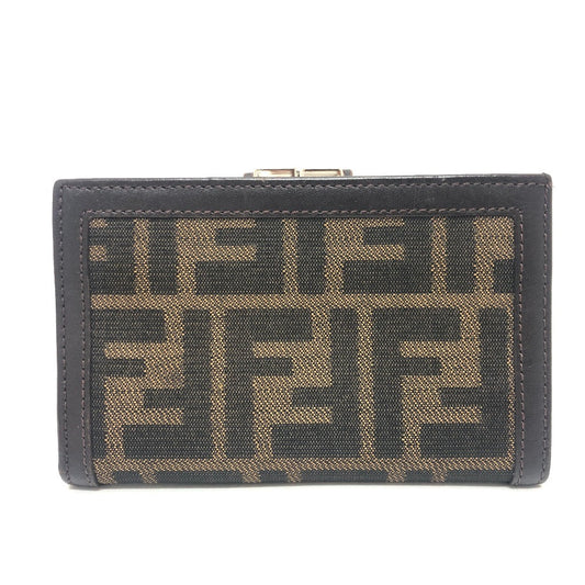 FENDI Folded wallet Leather / canvas Brown Zucca Pattern