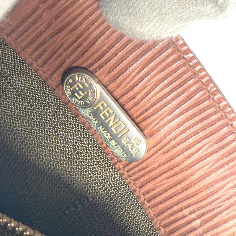 FENDI Handbag leather Brown vintage FF logo Women Used Authentic