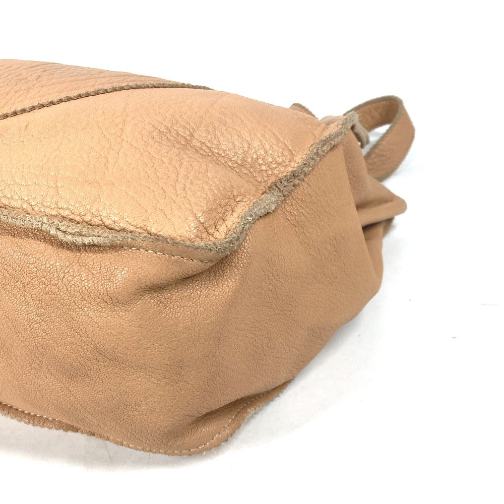 FENDI Tote Bag leather beige vintage Big logo Women Used Authentic