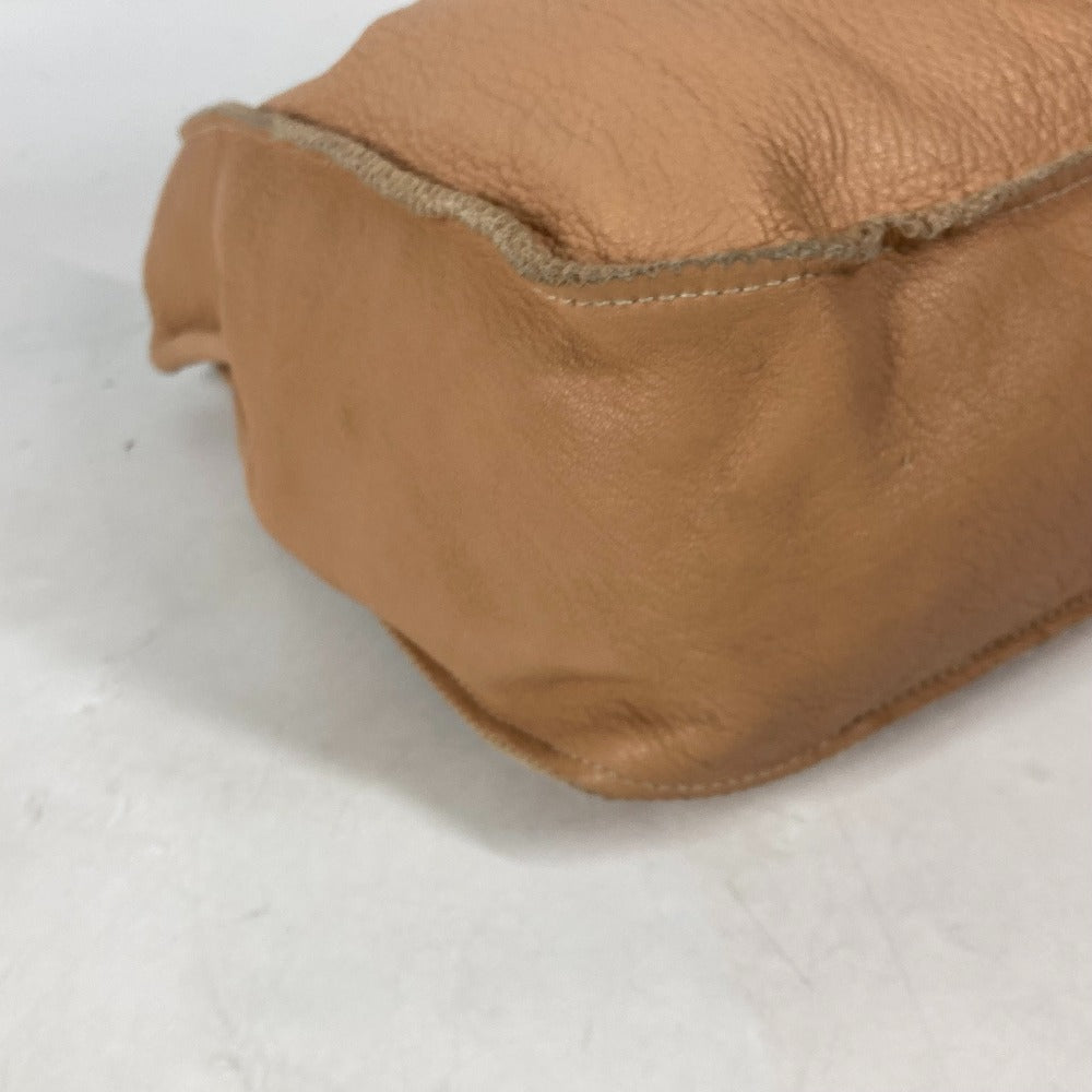 FENDI Tote Bag leather beige vintage Big logo Women Used Authentic