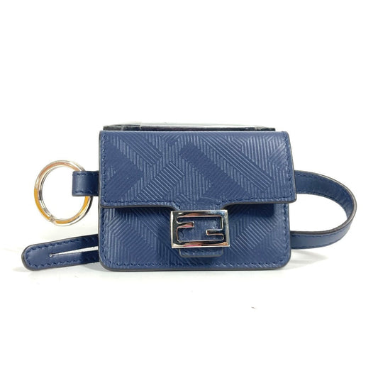 FENDI charm leather Navy Bucket type Bag type Women Used Authentic
