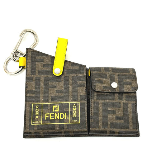 FENDI Bag charm 7AR759 PVC / Leather Two-tone color (brown) Zucca Charm