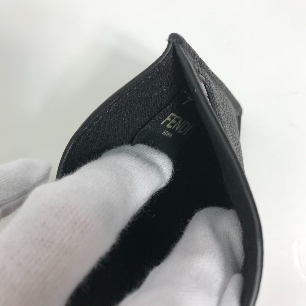FENDI Coin case 7M0310 leather black Fragment case logo mens Used Authentic