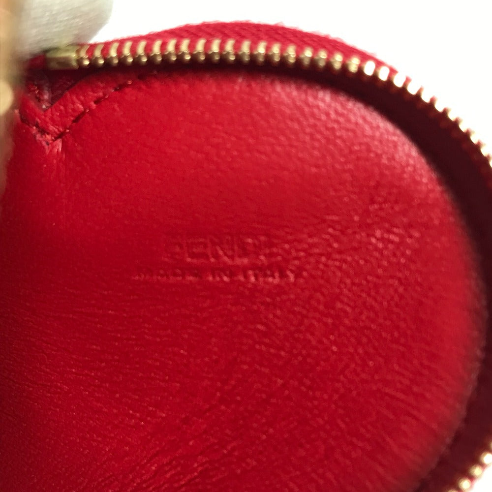 FENDI Coin case 8M0467 leather Red heart Women Used Authentic