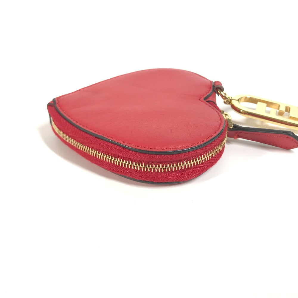FENDI Coin case 8M0467 leather Red heart Women Used Authentic