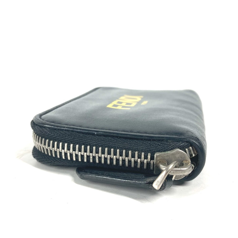 FENDI Coin case 7M0257 leather black logo Zip Around mens Used Authentic