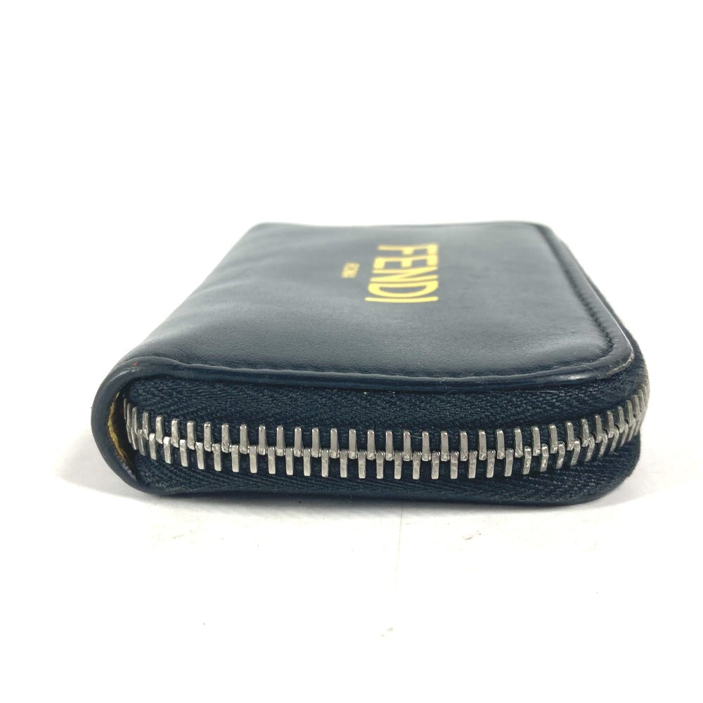 FENDI Coin case 7M0257 leather black logo Zip Around mens Used Authentic