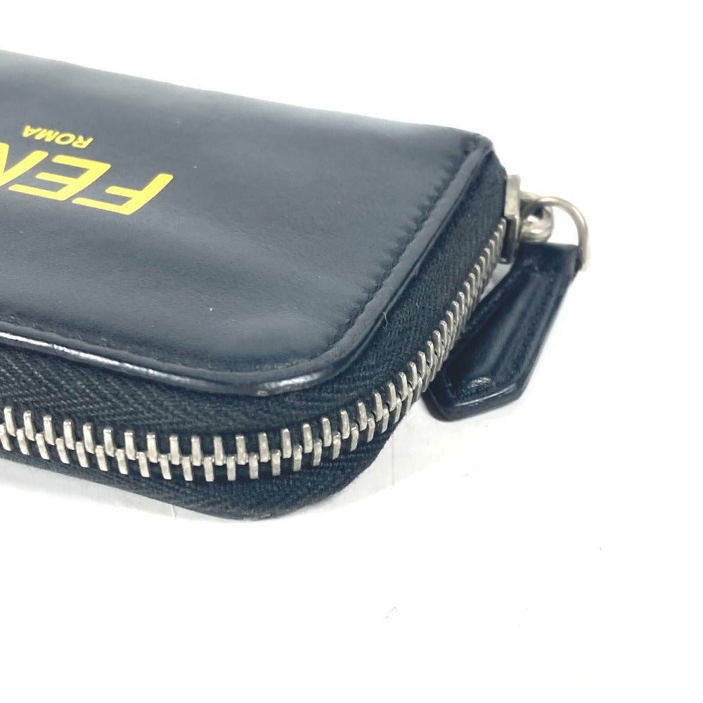 FENDI Coin case 7M0257 leather black logo Zip Around mens Used Authentic