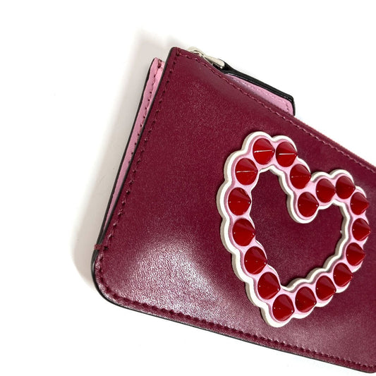 FENDI Coin case 8AP151 leather Red Heart studs Women Used Authentic