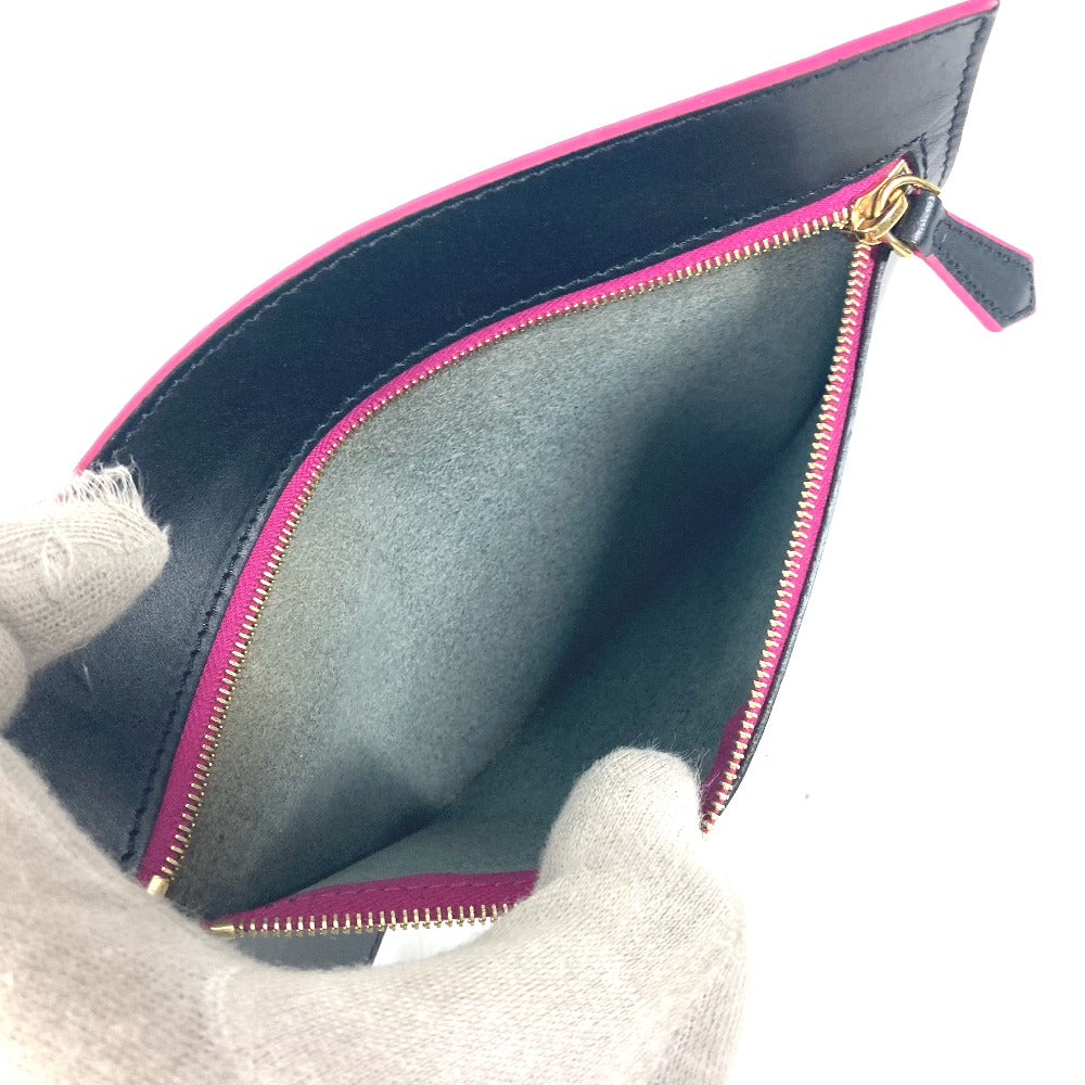 FENDI Pouch leather black By color Accessories Flat Women Used Authentic