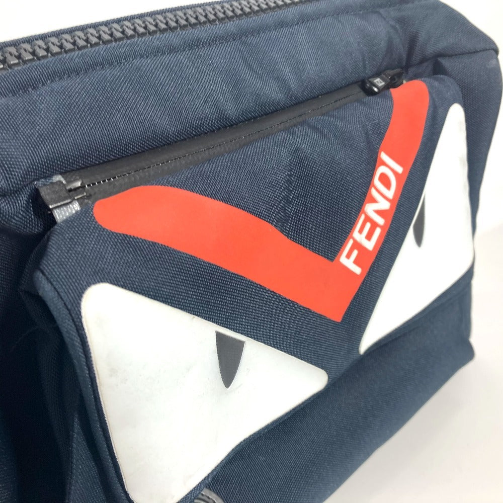 FENDI Pouch Nylon Navy monster bugs For strollers Kids Used Authentic