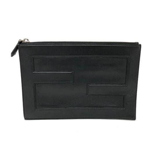 FENDI Clutch bag 7N0113 leather black logo Mini bag