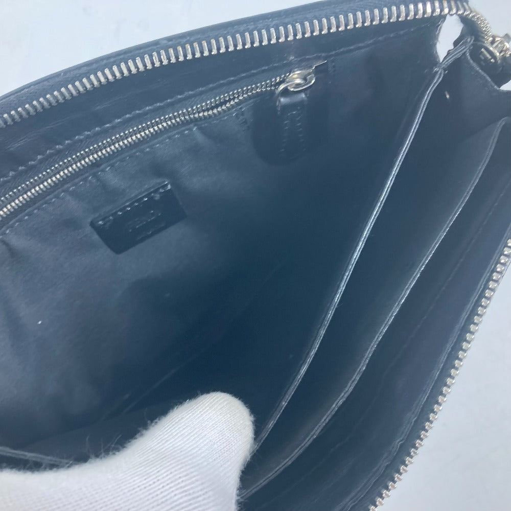 FENDI Clutch bag 7VA350 leather black Monster Bugs mens Used Authentic