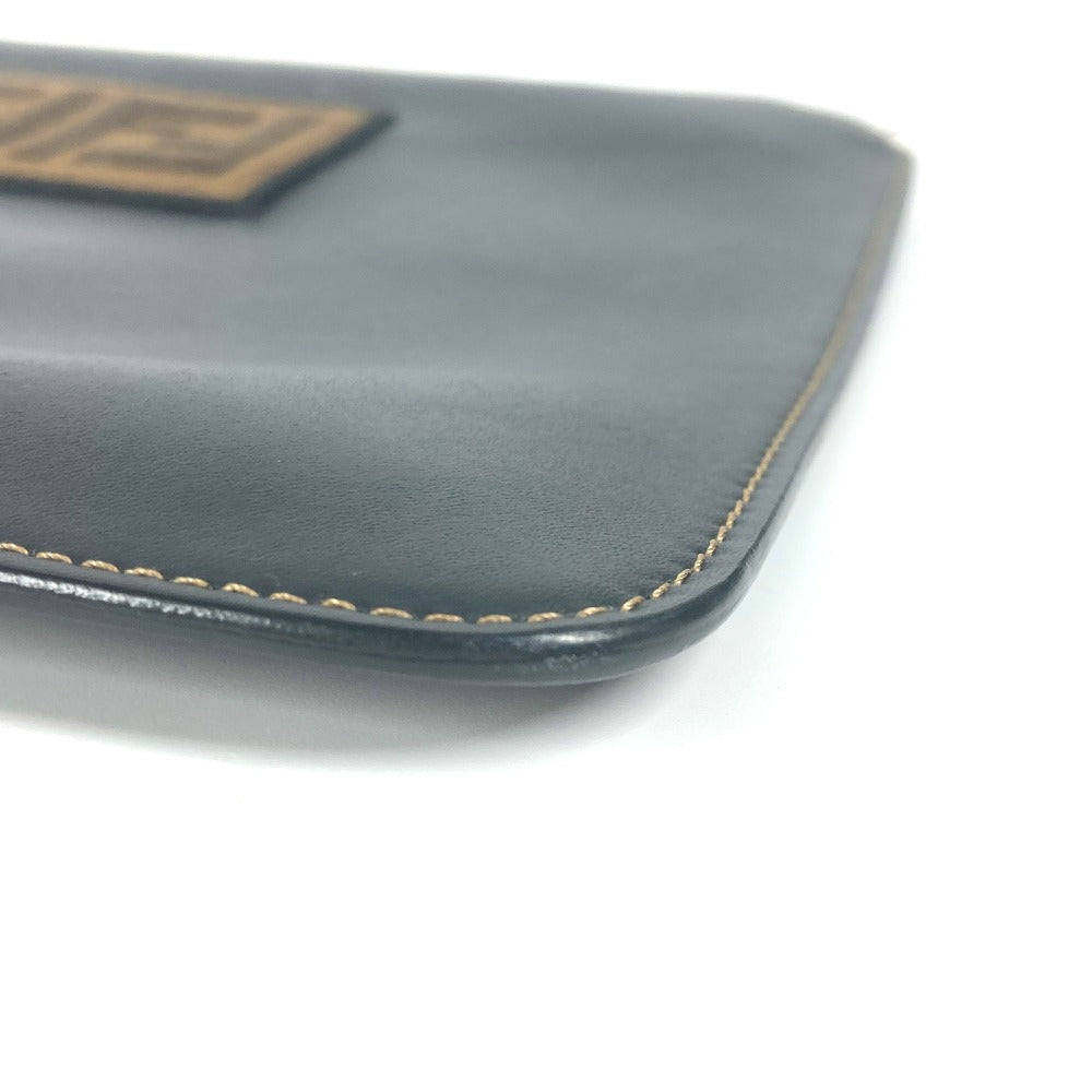 FENDI Clutch bag 7N0078 leather black Pouch Zucca logo mens Used Authentic