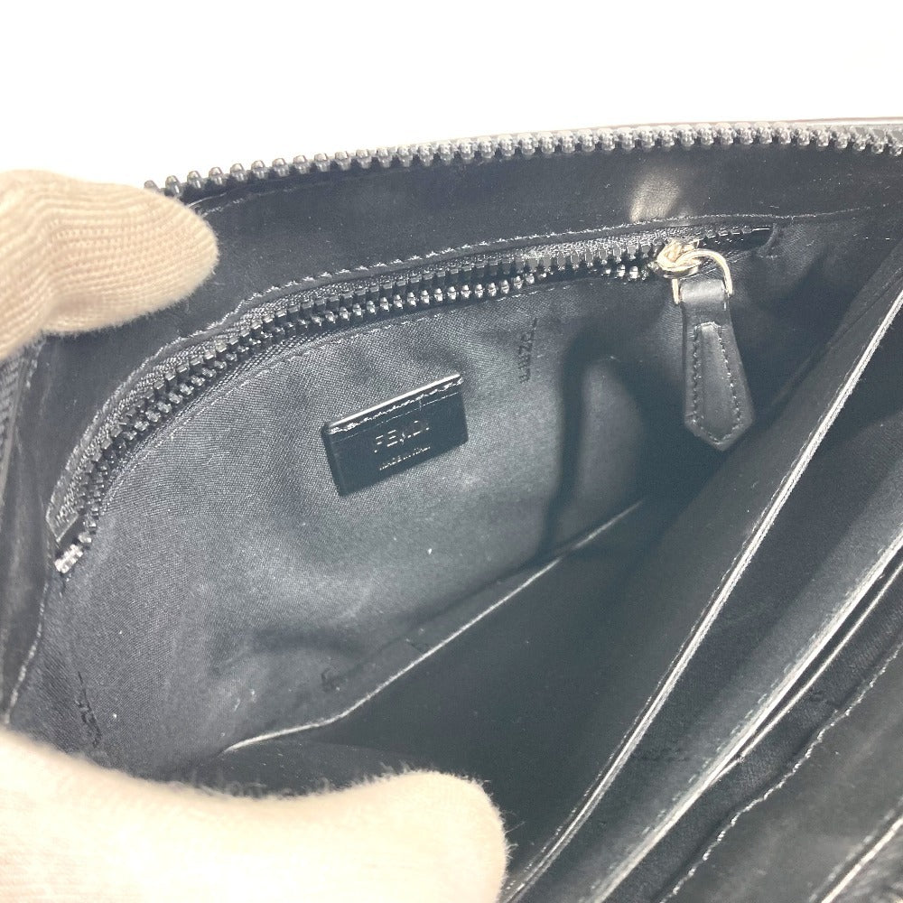 FENDI Clutch bag 7VA350 leather black Zucca logo