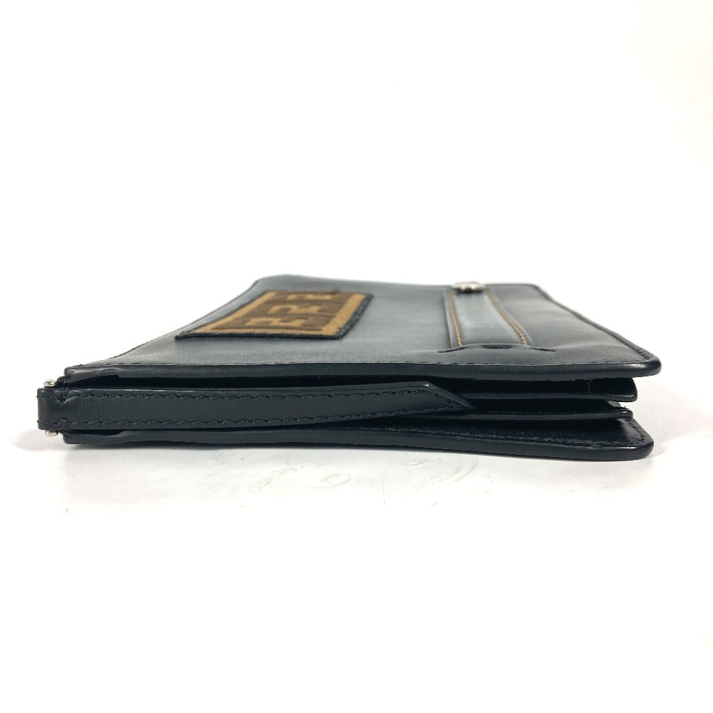 FENDI Clutch bag 7VA350 leather black Zucca logo
