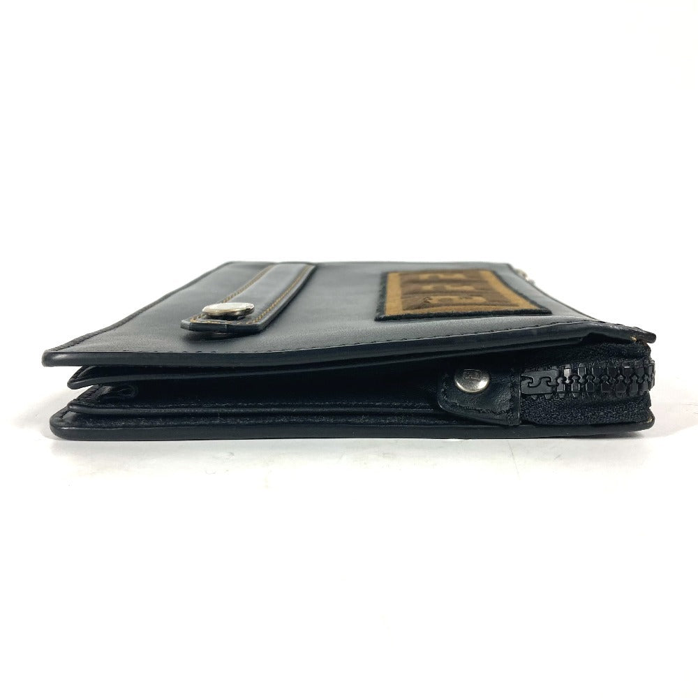 FENDI Clutch bag 7VA350 leather black Zucca logo