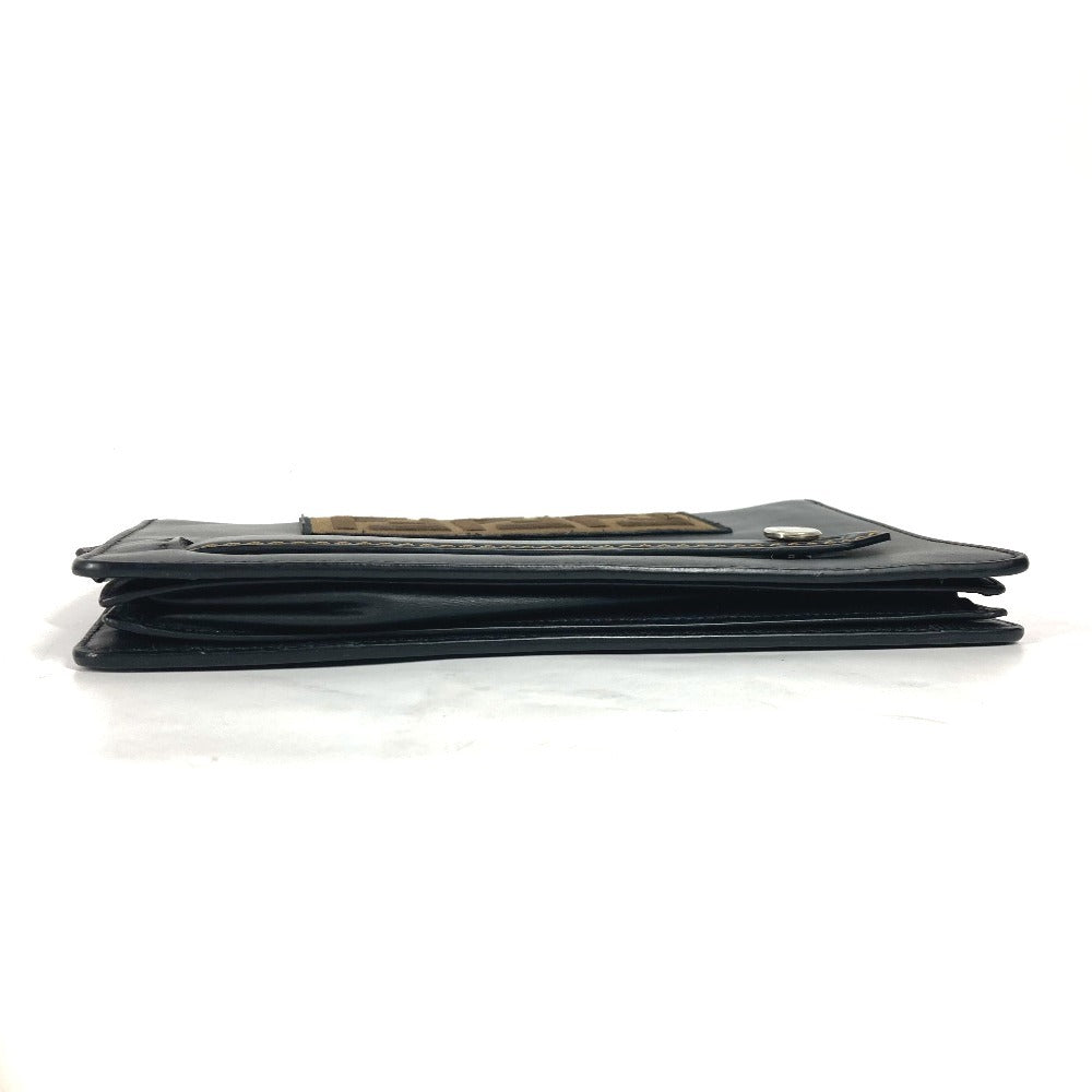 FENDI Clutch bag 7VA350 leather black Zucca logo