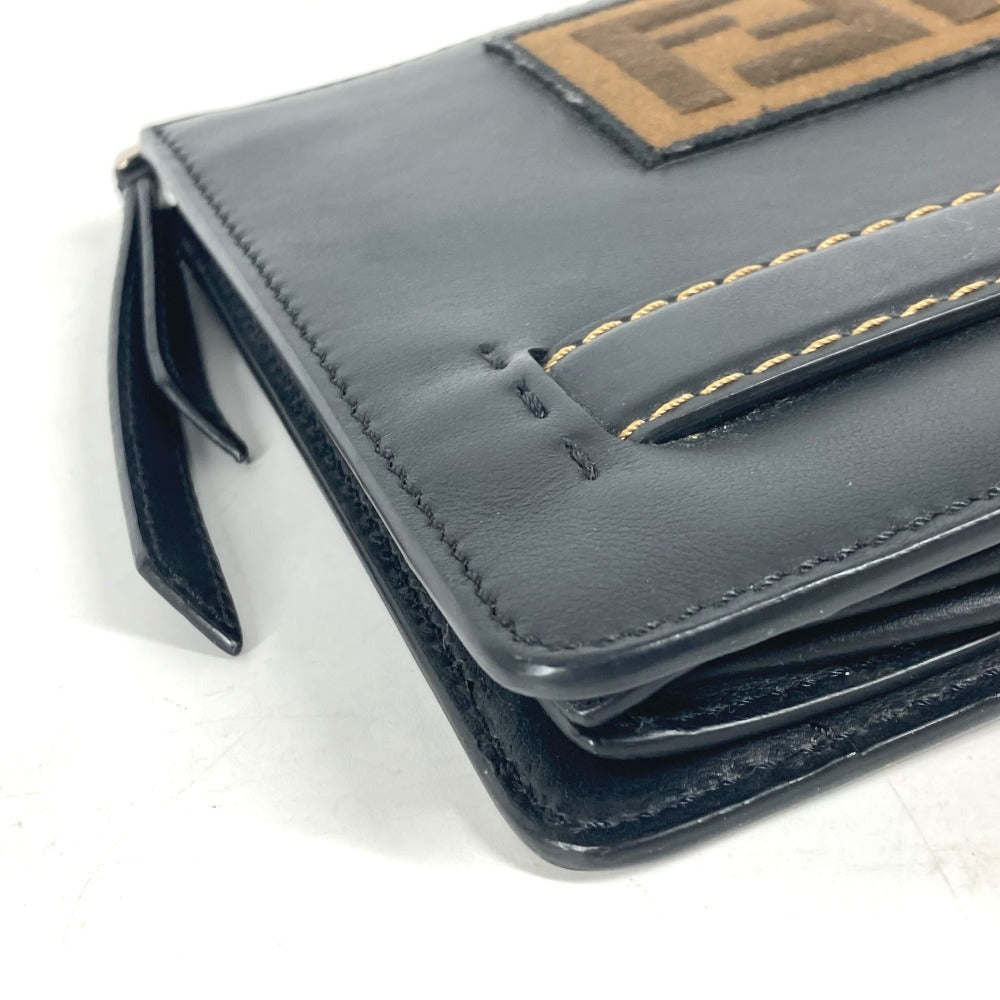 FENDI Clutch bag 7VA350 leather black Zucca logo