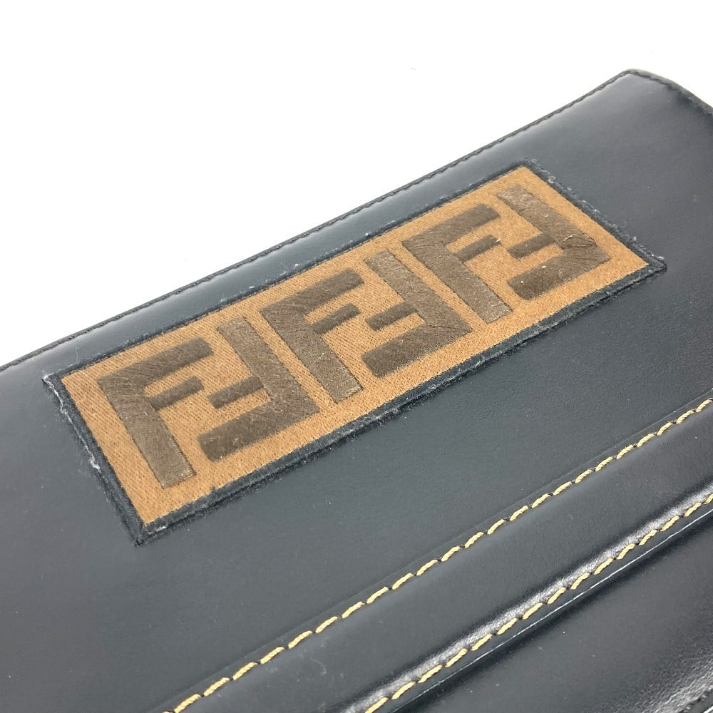 FENDI Clutch bag 7VA350 leather black Zucca logo
