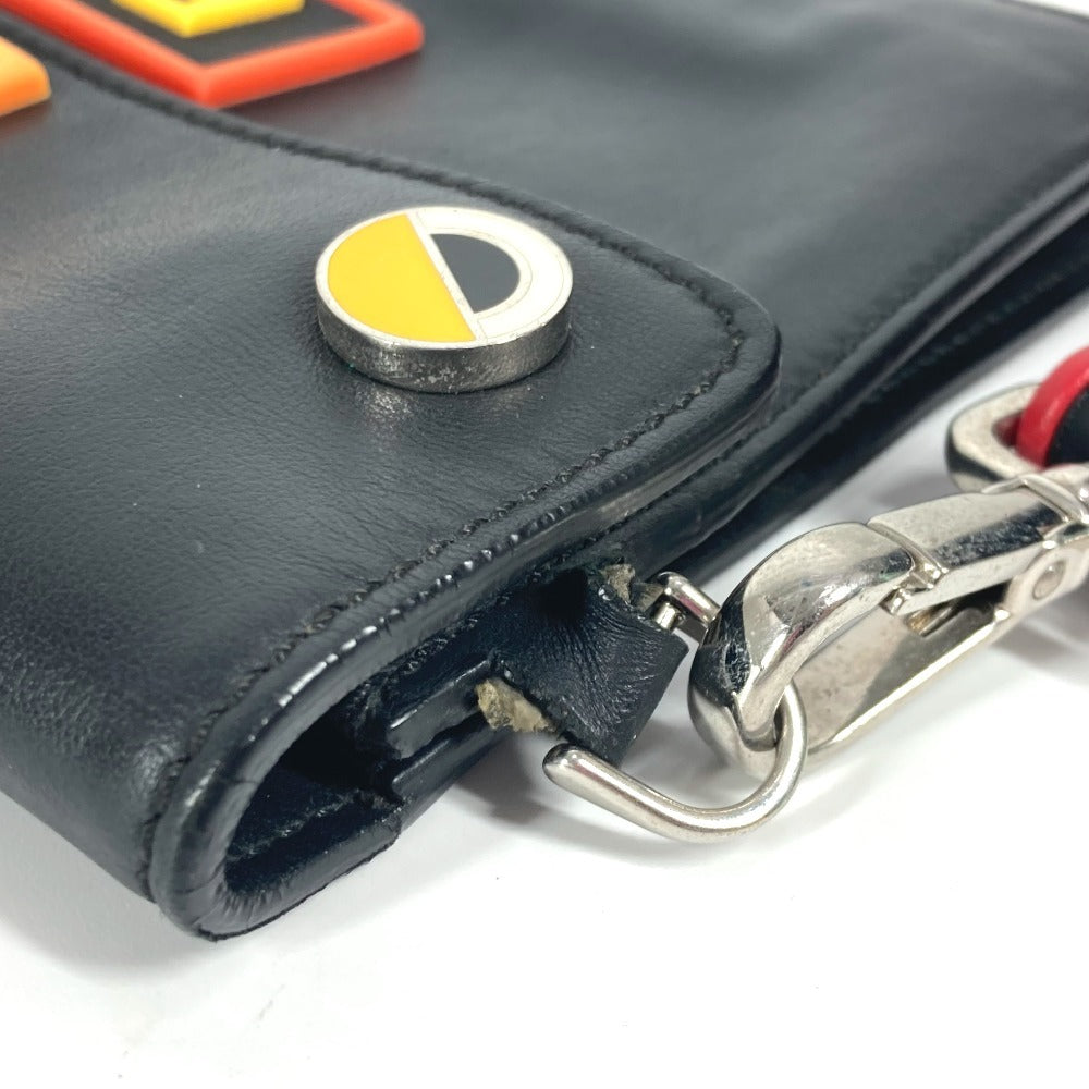 FENDI Clutch bag leather black logo LOVE unisex(Unisex) Used Authentic