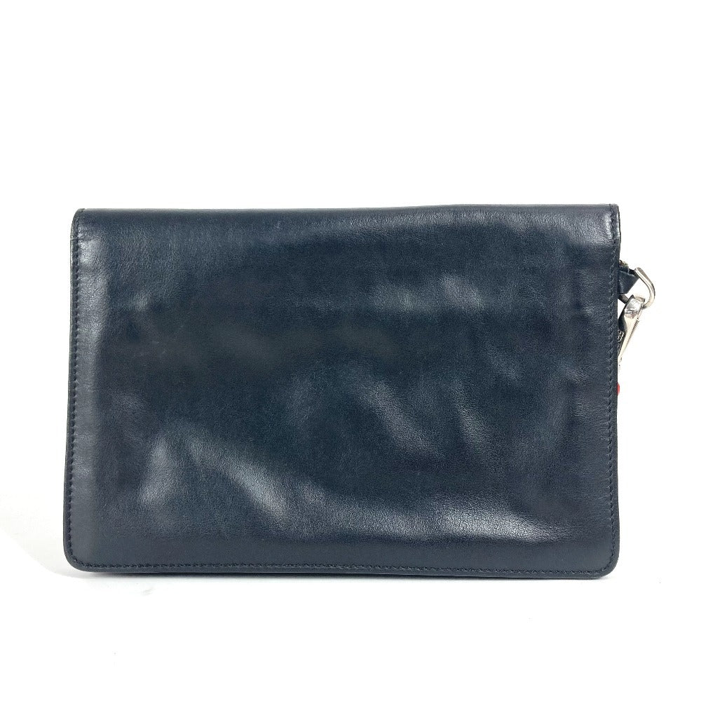 FENDI Clutch bag leather black logo LOVE unisex(Unisex) Used Authentic