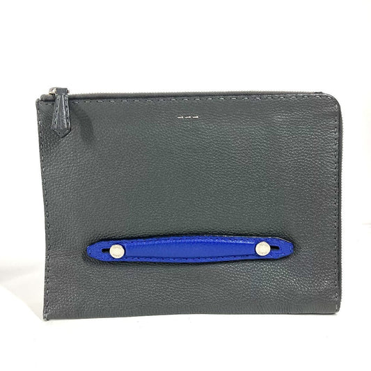 FENDI Clutch bag leather black Selleria logo