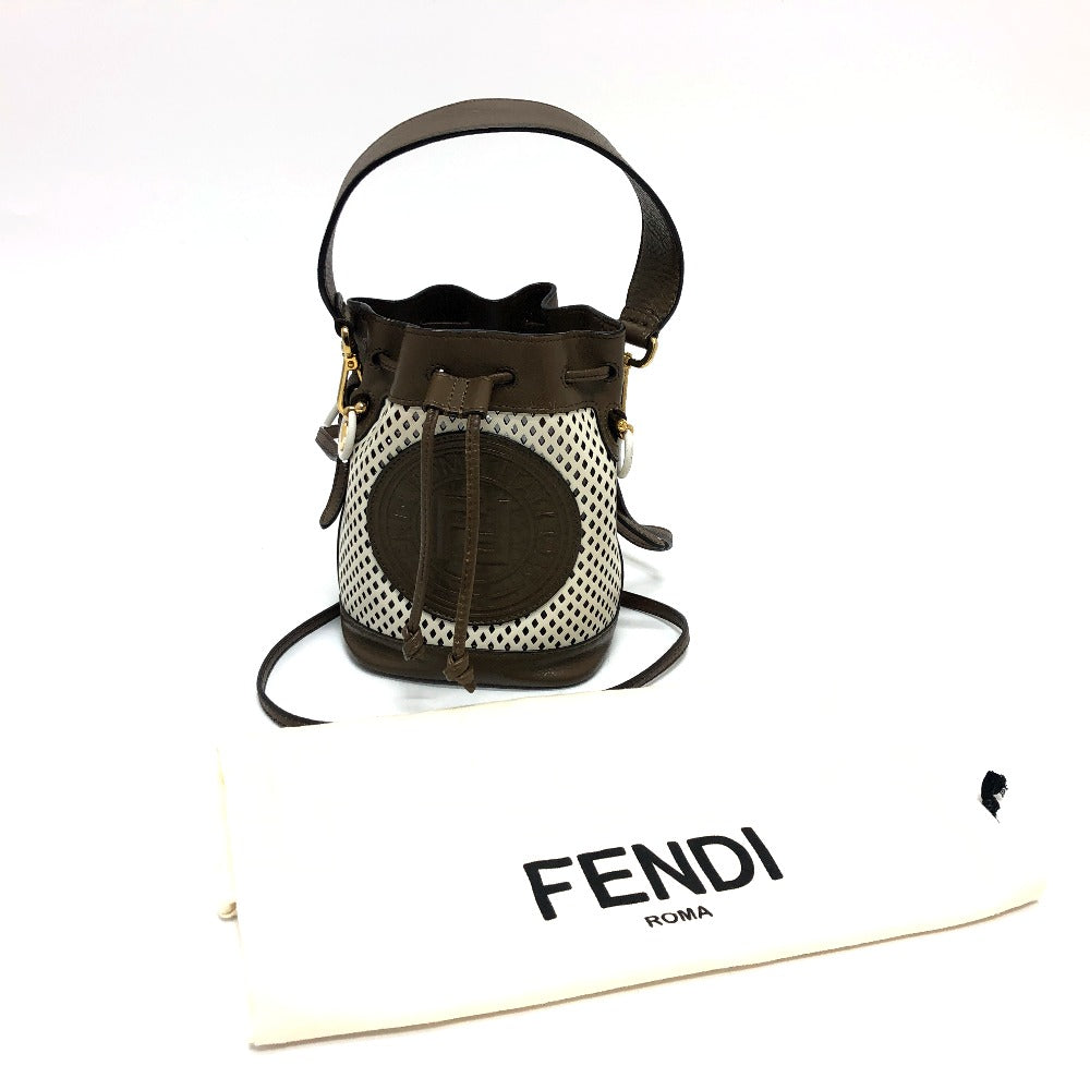 FENDI Shoulder Bag 8BS010 leather Brown FF Logo Mini Mon Tresor Women Used Authentic