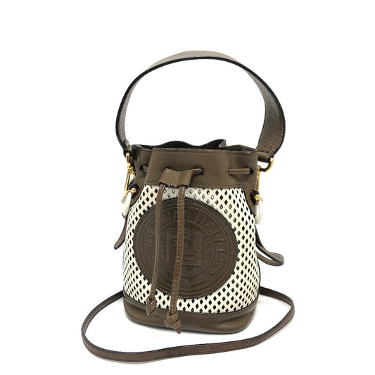 FENDI Shoulder Bag 8BS010 leather Brown FF Logo Mini Mon Tresor Women Used Authentic