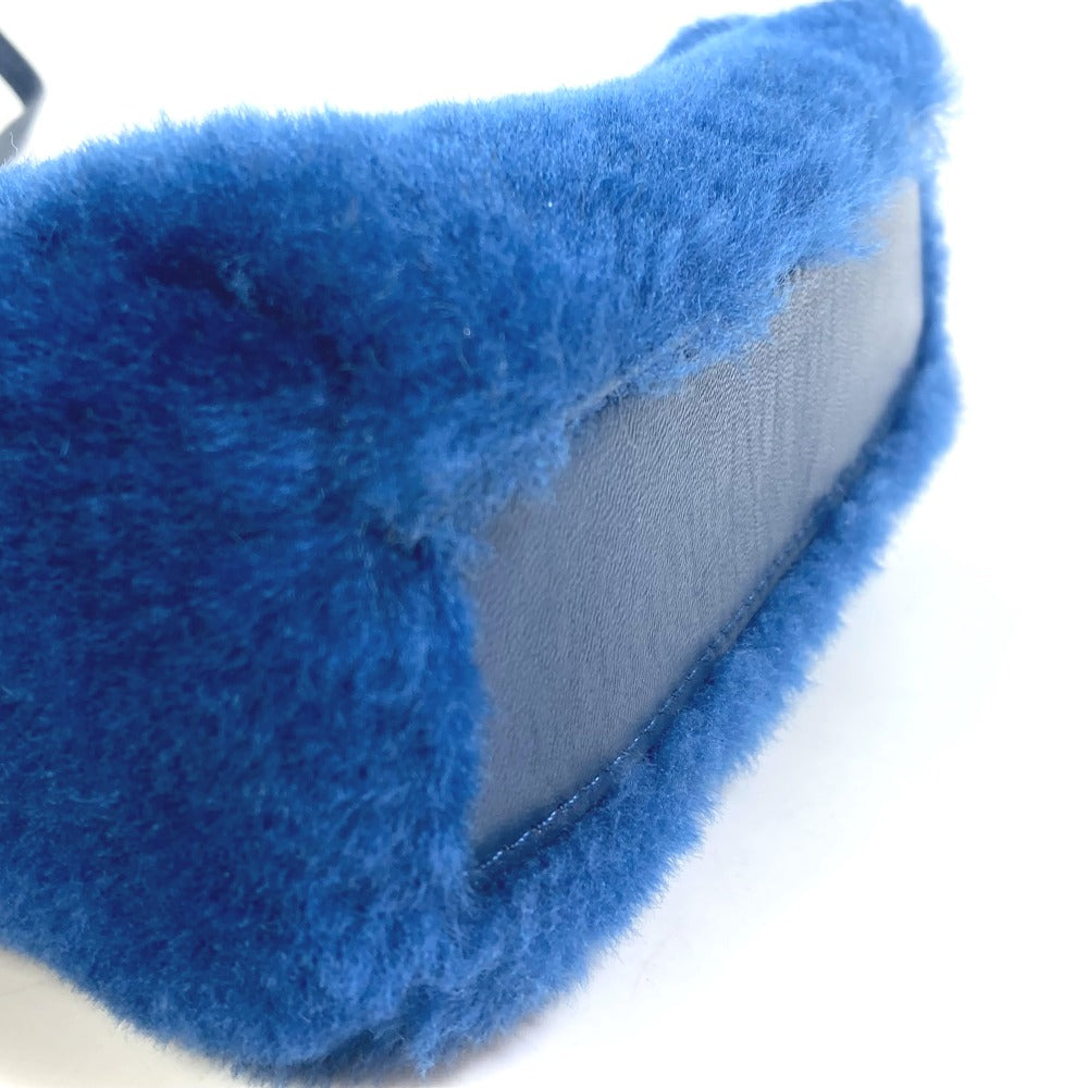 FENDI Handbag Fake fur / leather blue Crossbody Micro peek-a-boo