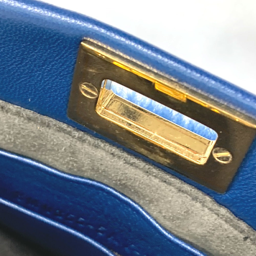 FENDI Handbag Fake fur / leather blue Crossbody Micro peek-a-boo