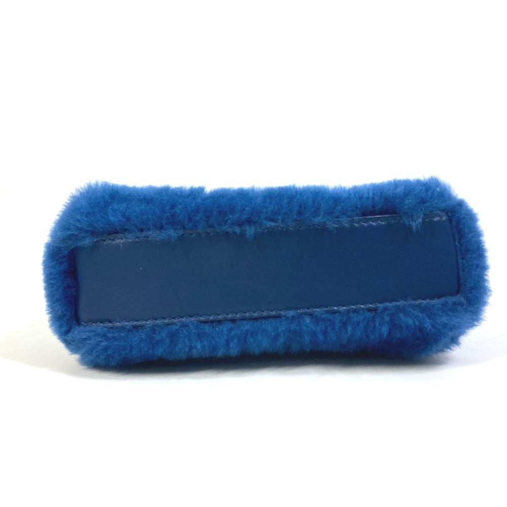 FENDI Handbag Fake fur / leather blue Crossbody Micro peek-a-boo