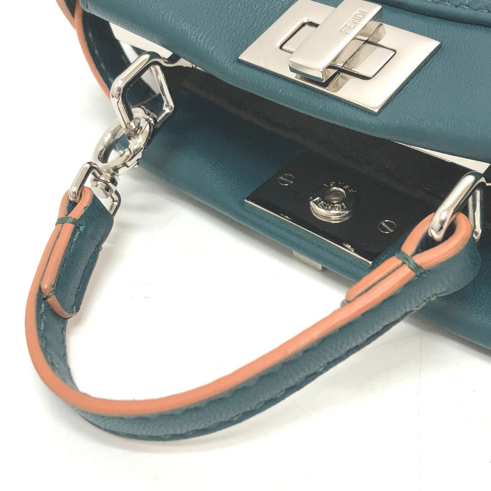 FENDI Shoulder Bag 8M0355 leather blue Ruffle Micro Peekaboo Women Used Authentic