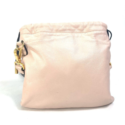FENDI Shoulder Bag 8BT337 leather pink Drawstring Pochette Pouch Crossbody pack slim clutch small Women Used Authentic