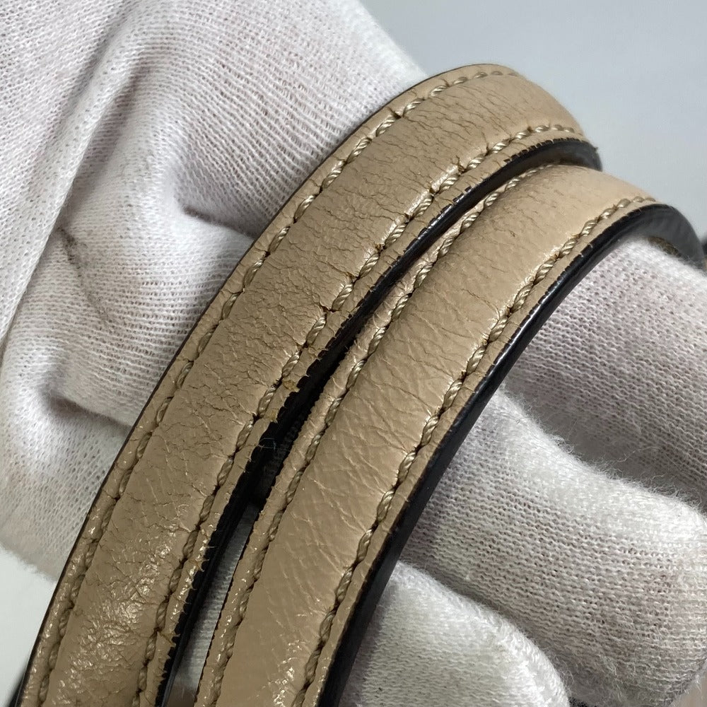 FENDI Shoulder Bag 8BT303 Leather / suede beige Zucca handbag FLIP flip large FF logo strap Women Used Authentic