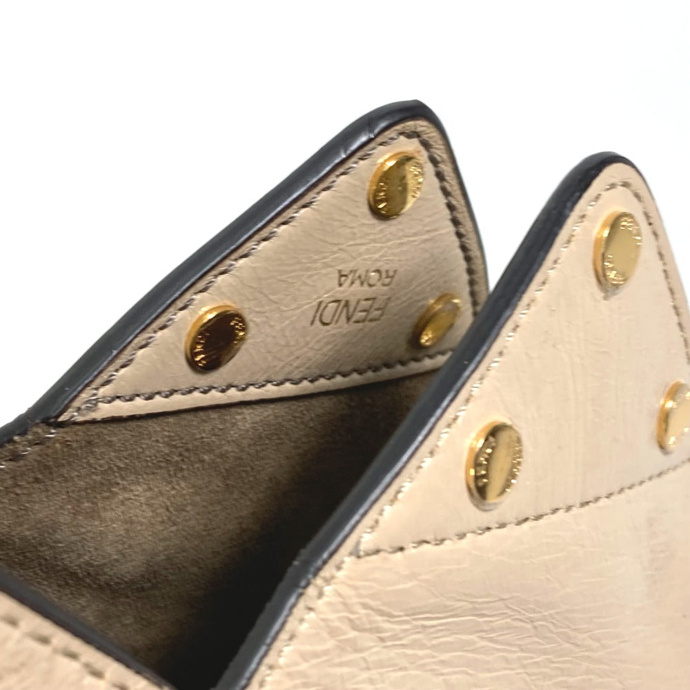 FENDI Shoulder Bag 8BT303 Leather / suede beige Zucca handbag FLIP flip large FF logo strap Women Used Authentic