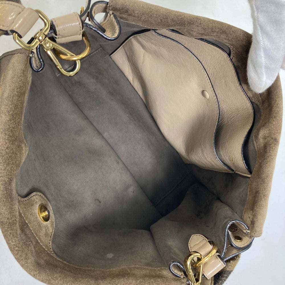 FENDI Shoulder Bag 8BT303 Leather / suede beige Zucca handbag FLIP flip large FF logo strap Women Used Authentic