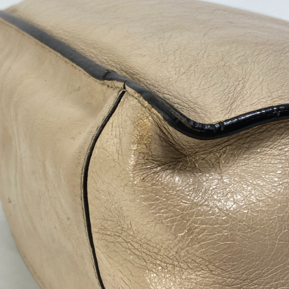 FENDI Shoulder Bag 8BT303 Leather / suede beige Zucca handbag FLIP flip large FF logo strap Women Used Authentic