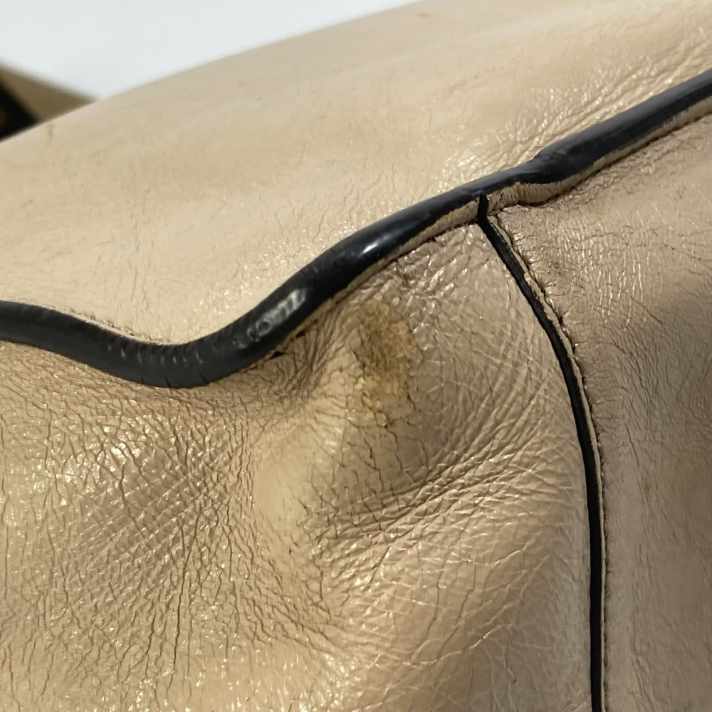 FENDI Shoulder Bag 8BT303 Leather / suede beige Zucca handbag FLIP flip large FF logo strap Women Used Authentic