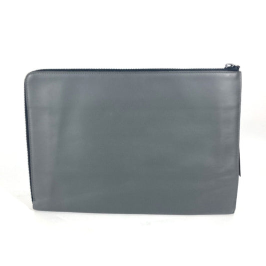 FENDI Clutch bag 7M0237 leather gray Zip mens Used Authentic
