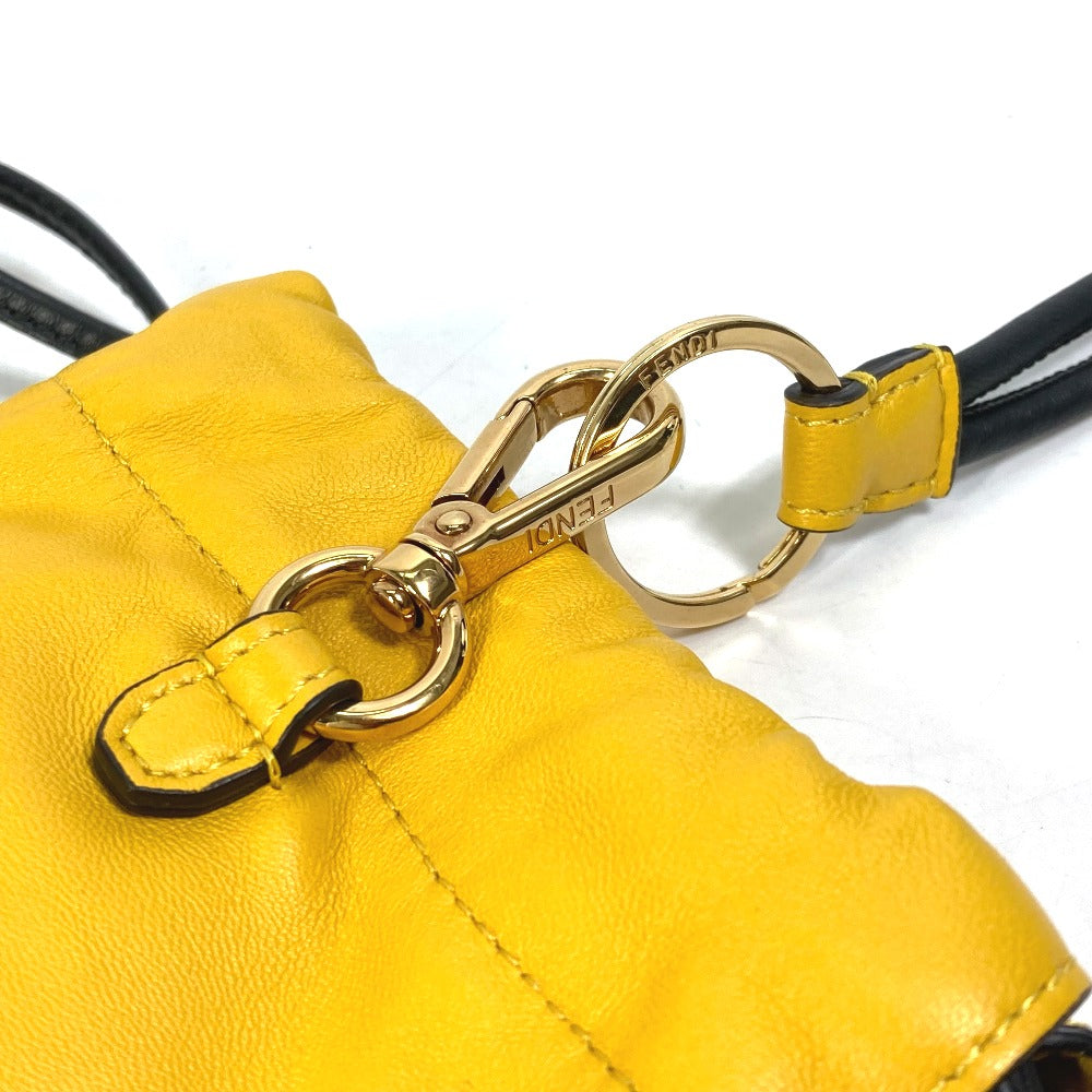 FENDI Pouch 7AR898 leather yellow Phone holder Phone pouch logo unisex(Unisex) Used Authentic
