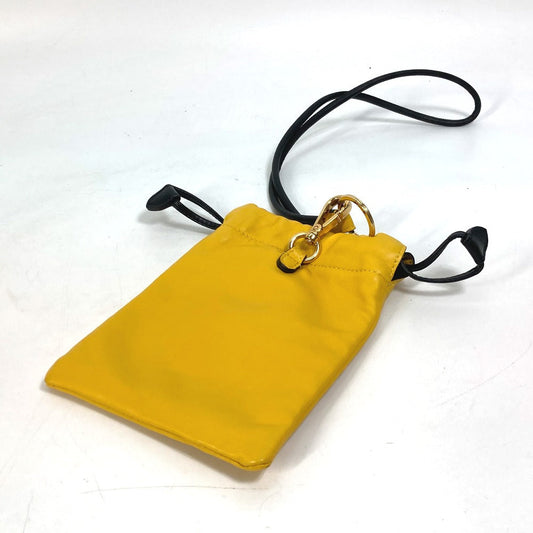 FENDI Pouch 7AR898 leather yellow Phone holder Phone pouch logo unisex(Unisex) Used Authentic