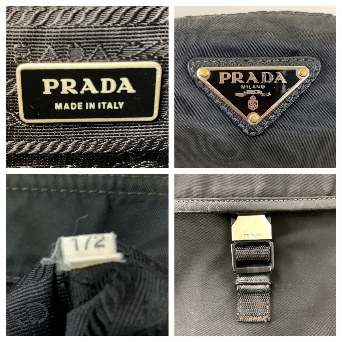 PRADA Shoulder Bag Nylon Black SilverMetal Crossbody Shoulder Bag Messenger Bag Triangle With logo Test mens Used Authentic
