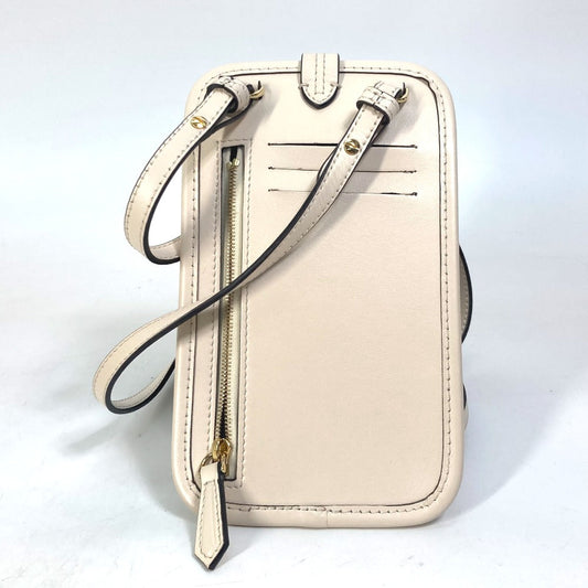 FENDI Pouch 7AS131 viscose/leather beige Smartphone case Zucca logo phone pouch, smartphone pouch Women Used Authentic