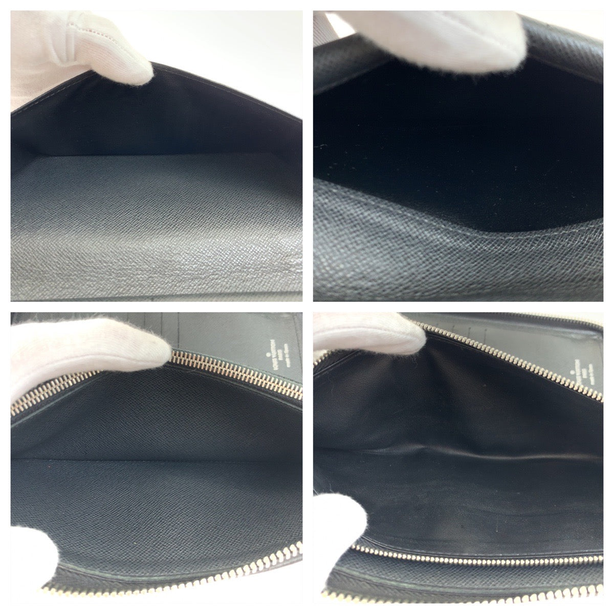 LOUIS VUITTON Long Wallet Purse M30503 leather Ardoise Black SilverMetal Long Wallet Purse Zip Around Round Zip Taiga Zippy Wallet Vertical mens Used Authentic